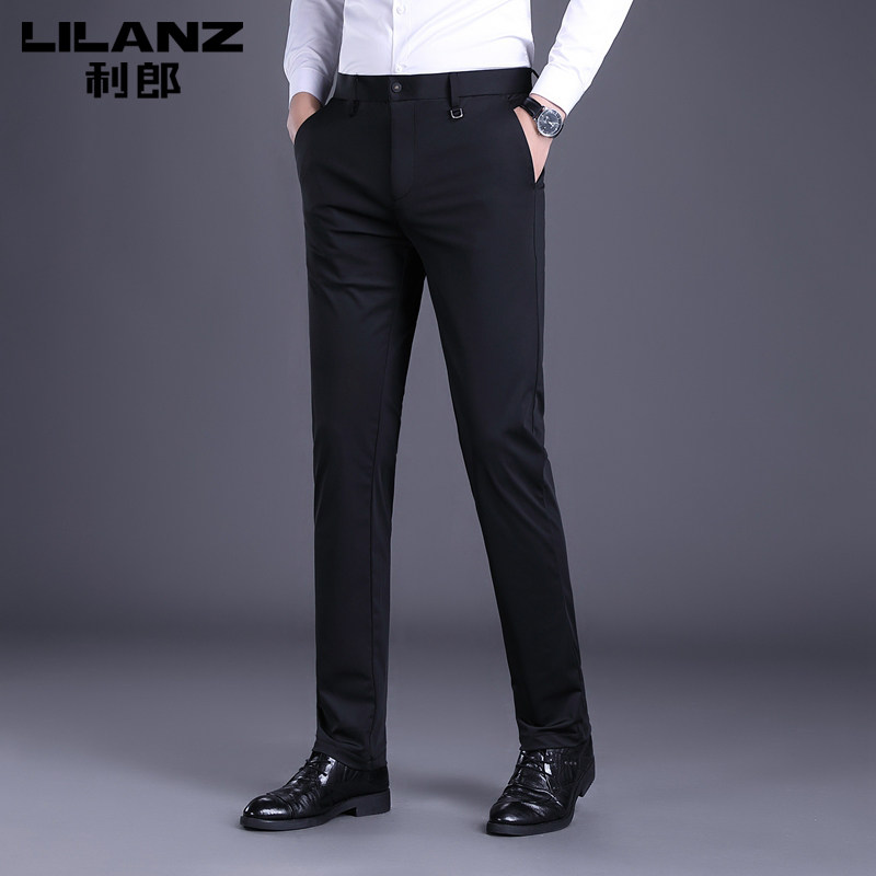 利郎秋冬季商务休闲西裤男士高级垂感直筒修身加厚中年裤子男免烫