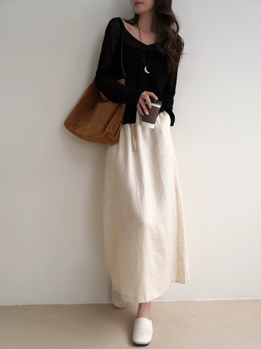 Комфортная дышащая длинная юбка, свободный крой, изысканный стиль, средней длины