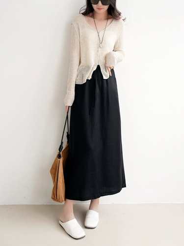 Комфортная дышащая длинная юбка, свободный крой, изысканный стиль, средней длины