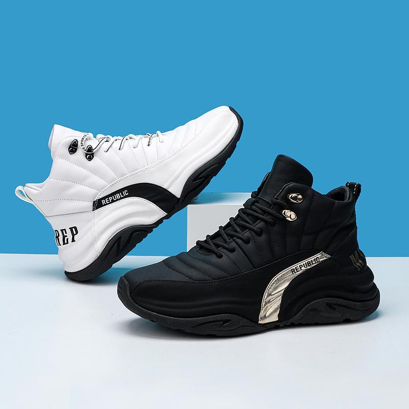 U7品牌男鞋2025冬季新款加绒真皮高帮休闲运动鞋男士头层牛皮跑鞋