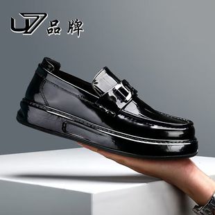 百搭舒適一腳蹬商務(wù)休閑皮鞋 U7品牌男鞋 頭層牛皮高端時(shí)尚 真皮男士