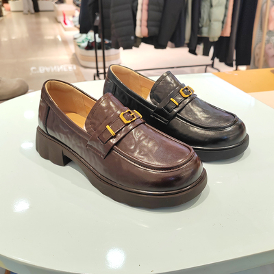 REBACCA瑞贝卡2026春英伦风厚底乐福鞋女金属扣圆头单鞋 61M30201