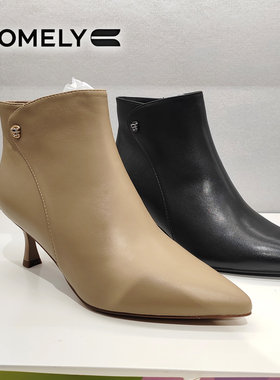 COMELY康莉女鞋2025冬商场直发细高跟尖头侧拉链气质单靴KYQ58632