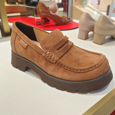 KISSCAT接吻猫女鞋2025秋商场直发方跟舒适百搭乐福鞋 KA65170-50