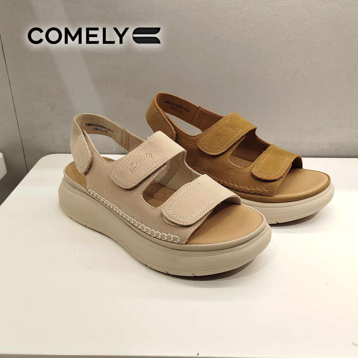 COMELY康莉2026厚底增高魔术贴凉鞋女休闲外穿夏季拖鞋KMD63330