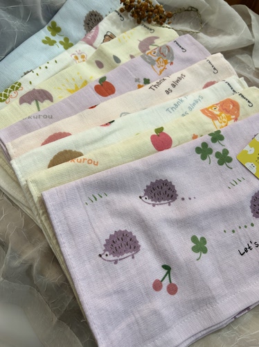 超可爱卡通水果印花～出口日单新款全棉纱布毛圈柔软薄款吸水毛巾