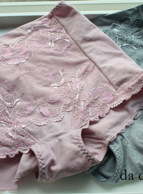 外贸出口日单大牌~轻塑身蕾丝棉混收腹提臀女内裤小平角中高腰C86