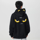 XDFM美式 外套 复古可爱眼睛印花加绒加厚套头连帽卫衣学院风帽衫