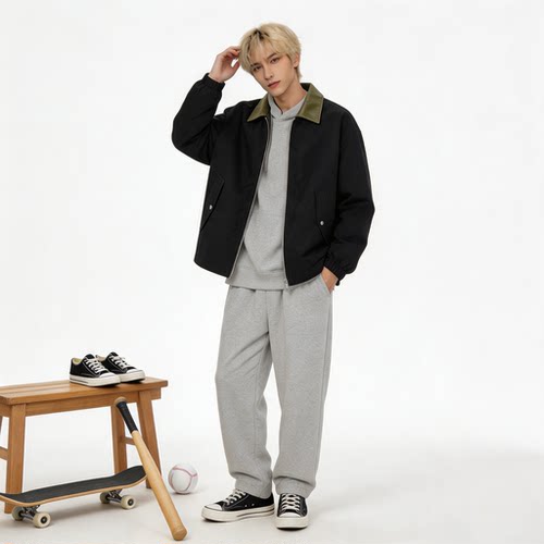 XDFM复古工装夹克情侣宽松拉链