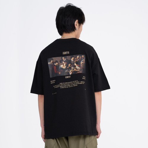 XDFM短袖美式青少年油画字母T恤