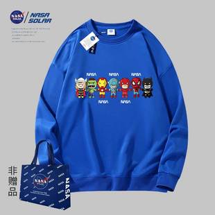 情侣男女同款 NASA 新款 秋冬季 卡通印花重磅圆领卫衣潮 SOLAR联名款