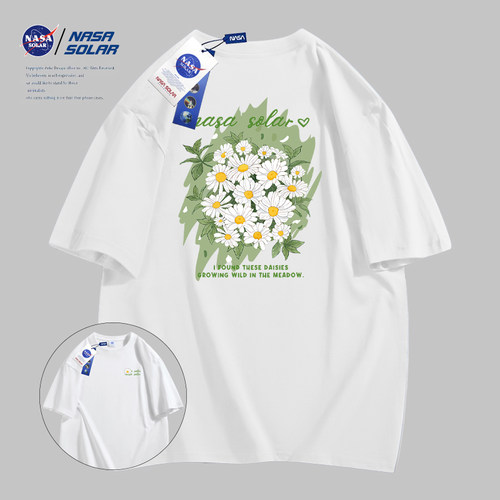 NASA联名款卡通印花宽松纯棉短袖