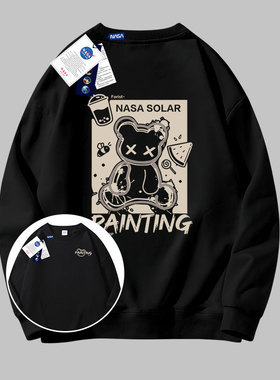 NASA SOLAR联名款秋冬季新款卡通印花保暖透气圆领卫衣情侣长袖潮