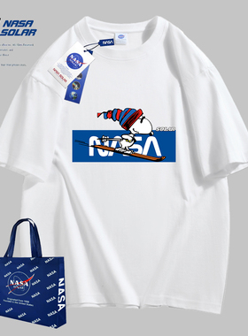 NASA SOLAR联名款夏季卡通印花纯棉短袖t恤情侣潮牌半袖男女同款