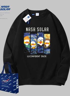 NASA SOLAR联名款秋冬季新款卡通印花情侣男女同款保暖重磅卫衣潮