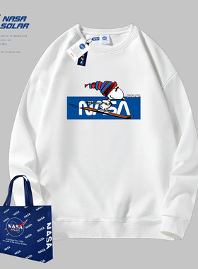 NASA SOLAR联名2026新款字母图案印花oversize潮牌圆领卫衣