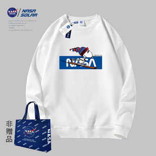 NASA 字母图案印花oversize潮牌圆领卫衣 SOLAR联名2025新款