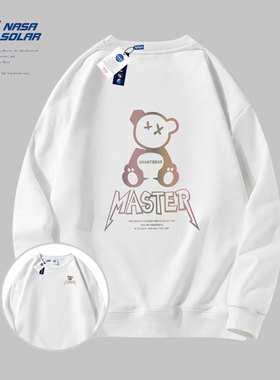 NASA SOLAR联名款秋冬季新款重磅透气圆领卡通印花潮流情侣卫衣潮