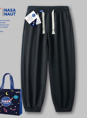NASA联名简约运动男情侣潮牌百搭直筒束脚休闲裤宽松阔腿篮球卫裤