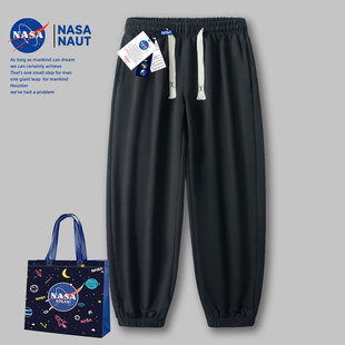 NASA联名简约运动男情侣潮牌百搭直筒束脚休闲裤 宽松阔腿篮球卫裤