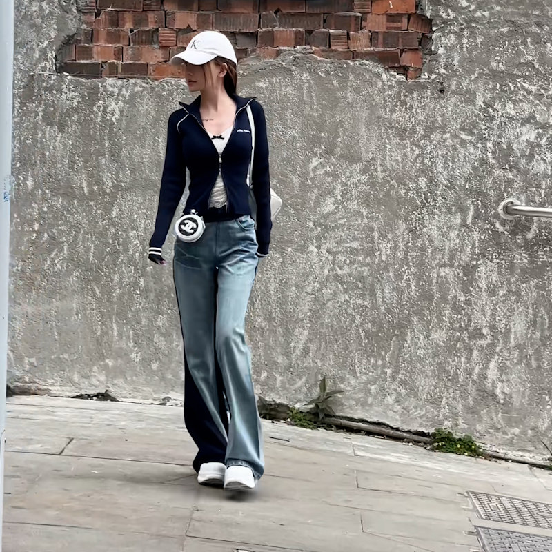 时尚低腰牛仔裤铅笔裤修身款常规版型舒适百搭日常潮流女裤