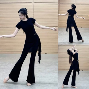练功舞蹈服两件裙裤套装秋冬现代舞长袖露背上衣女古典中国舞蹈服