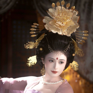 {玉颜}牡丹花发簪杨贵妃周洁版牡丹同款插梳唐风汉服发簪套装古风