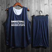 轻柔透气通用篮球衣篮球比赛队服 男夏季 新款 双面穿篮球服套装