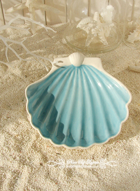 地中海风陶瓷扇贝摆件