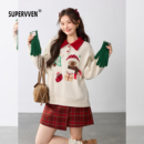 梨花榆火不规则毛呢短裙 撞色领圣诞绣花加绒卫衣 超级文 楚香罗袖