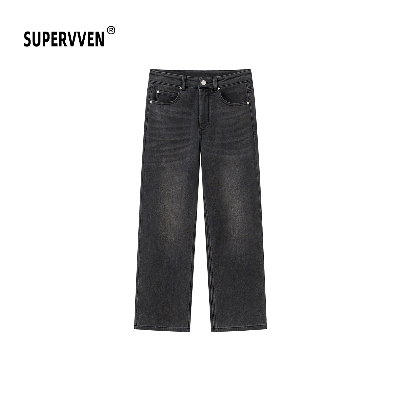 超级文 暮云凝碧弹力加绒显瘦九分烟管牛仔裤女秋冬新款微胖大码