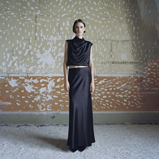 重磅30姆米100%桑蚕丝素绉缎真丝长至脚踝优雅半身裙