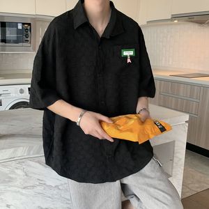 港风衬衫新立体华夫格短袖衬衫休闲衬衣 CS016图片