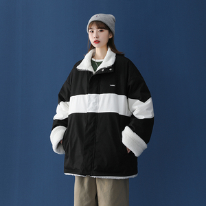 中性风休闲男女宽松两面穿棉服双面穿羊羔毛外套M6699-P138图片