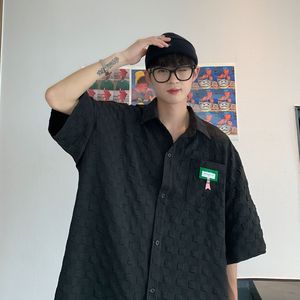 港风衬衫新立体华夫格短袖衬衫休闲衬衣 CS016图片