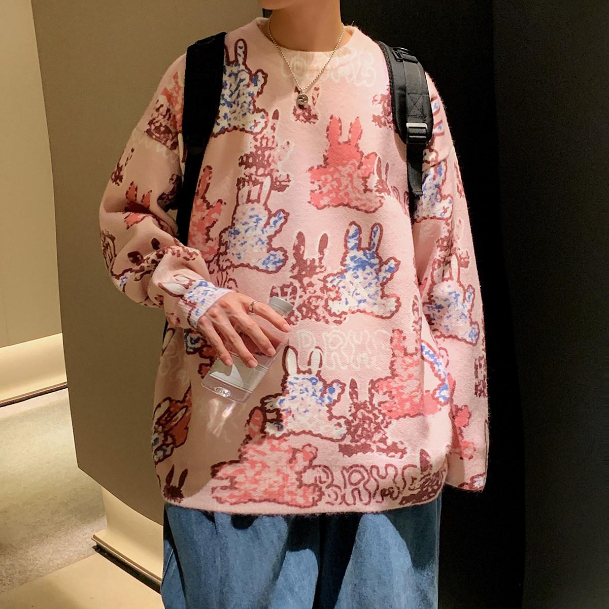 港风秋冬新款印花毛衣3R036-P7098,男装针织衫/毛衣,电商A132（原电商B245）