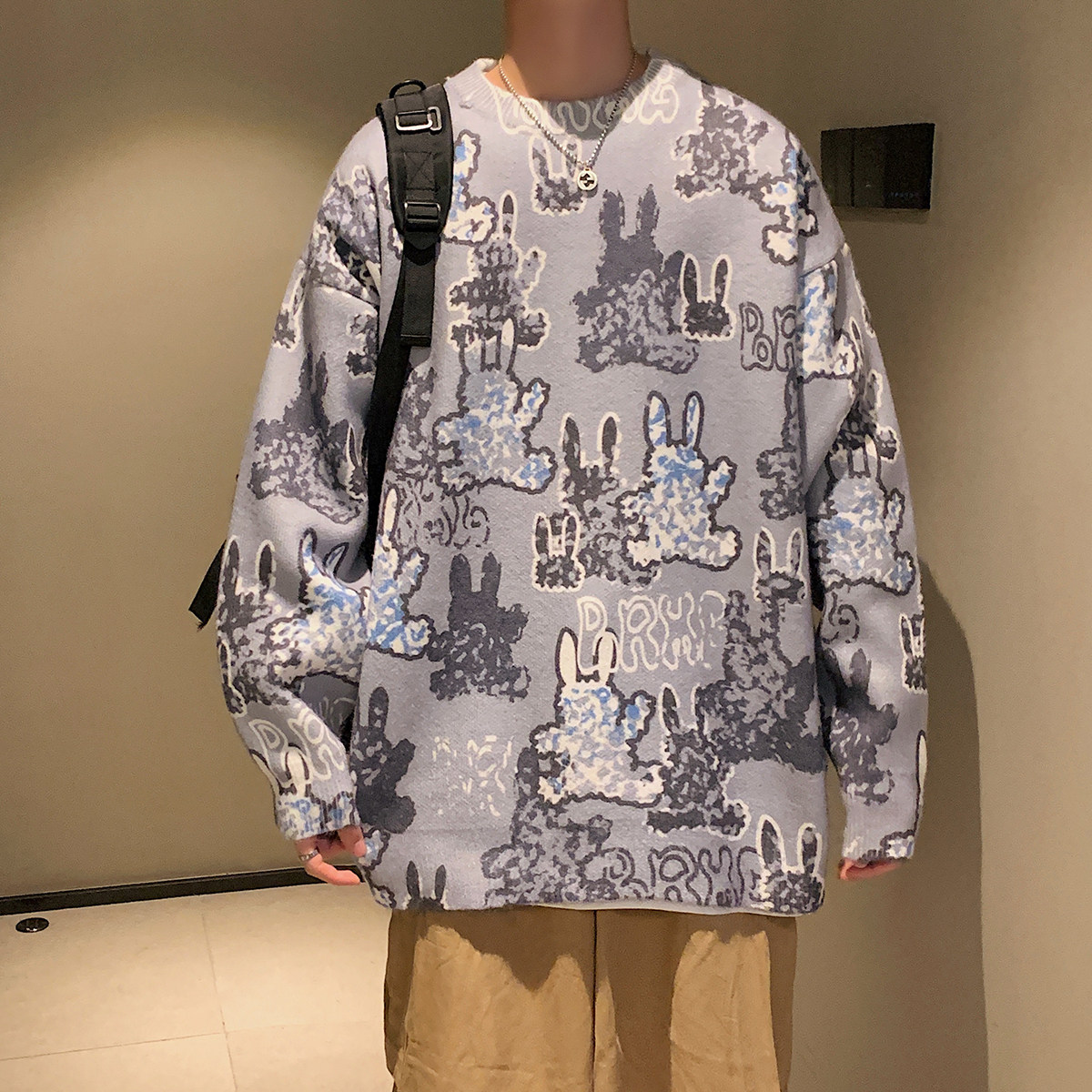 港风秋冬新款印花毛衣3R036-P7098,男装针织衫/毛衣,电商A132（原电商B245）
