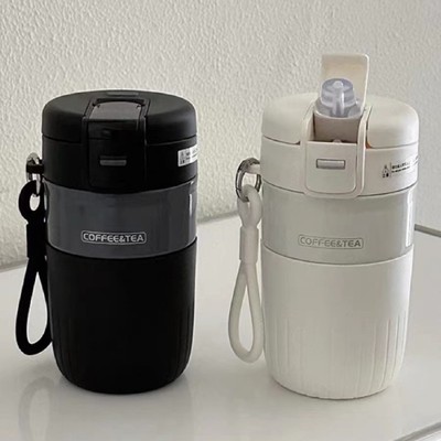 新款可爱双饮保温杯女生高颜值316不锈钢便携学生吸管好看水杯子