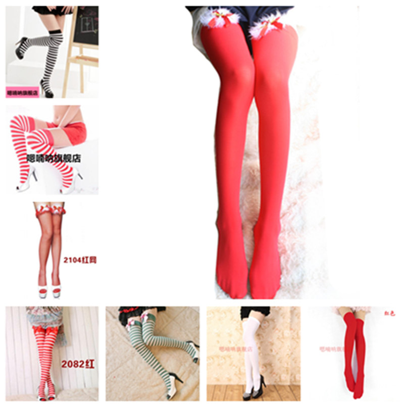圣诞节性感条纹夜店演出大腿袜
