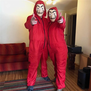 万圣节服装纸钞屋money heist cosplay服红色连体衣服达利工装服
