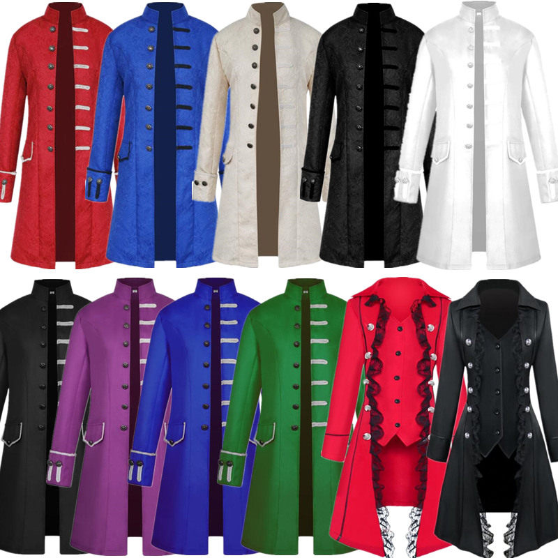 欧美男士大衣纯色蒸汽朋克复古男装燕尾制服立领王子贵族话剧服装
