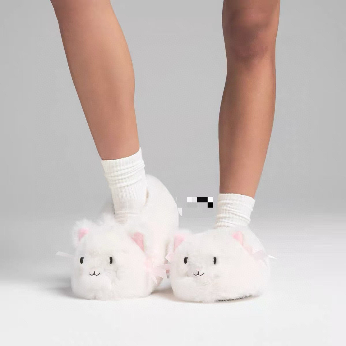 韩国Skims可爱毛绒保暖小猫防滑棉拖鞋家居鞋 rose朴彩英同款