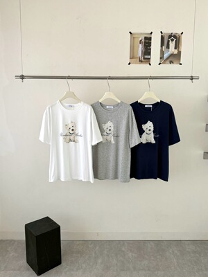 韩国Riveroom小狗短袖上衣T恤