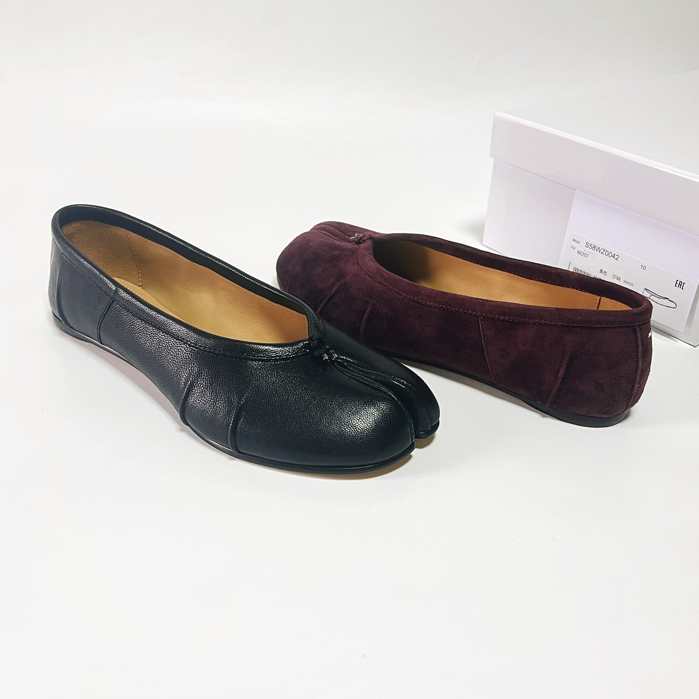 欧美风复古平底分趾鞋女平跟方头真皮芭蕾舞浅口单鞋简约猪蹄鞋,女鞋,浅口单鞋,淘宝优惠券,粉丝福利购,淘宝优惠卷