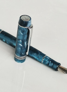 凯格露316钢笔世纪豆腐螺旋帽铱金笔练字 EF F M明尖商务办公蓝色