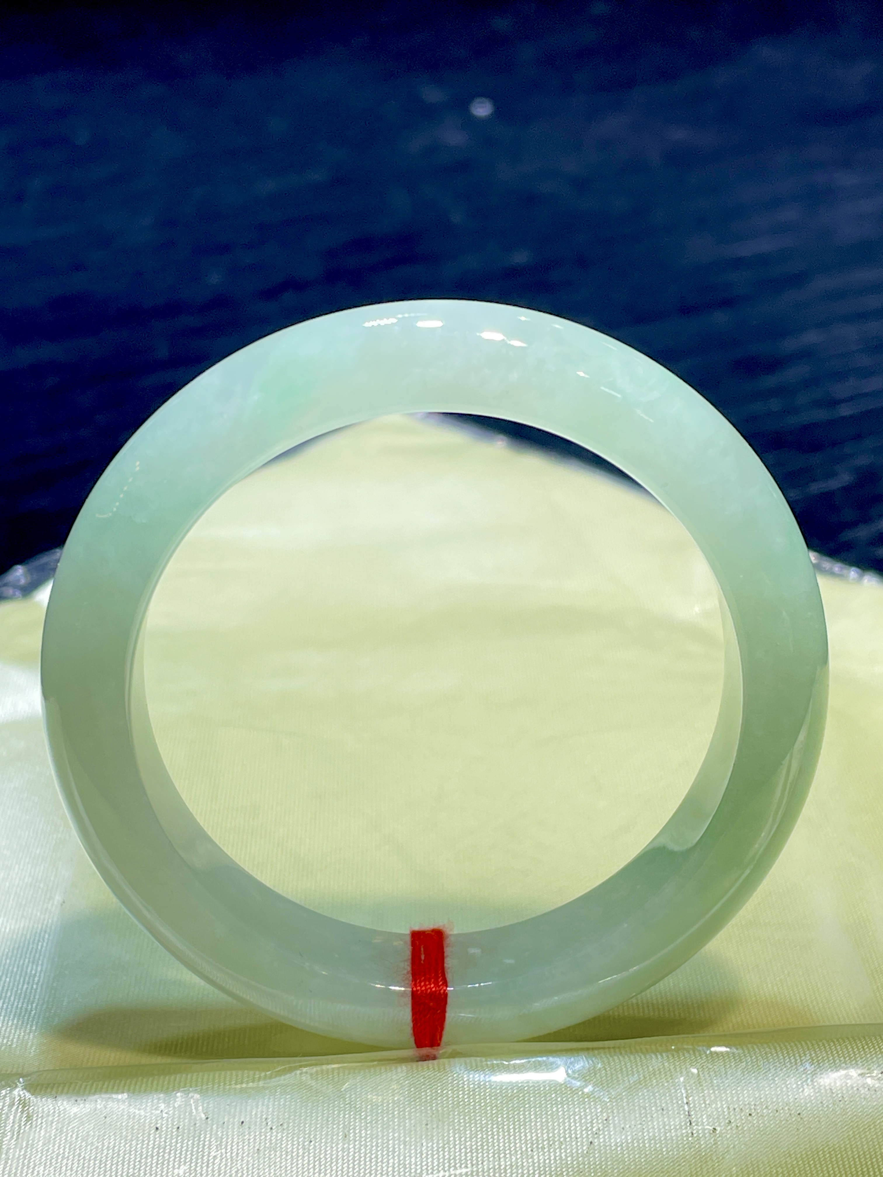 缅甸翡翠A货正品 冰种水润飘绿50圈口正圈手镯时尚百搭大气款好看