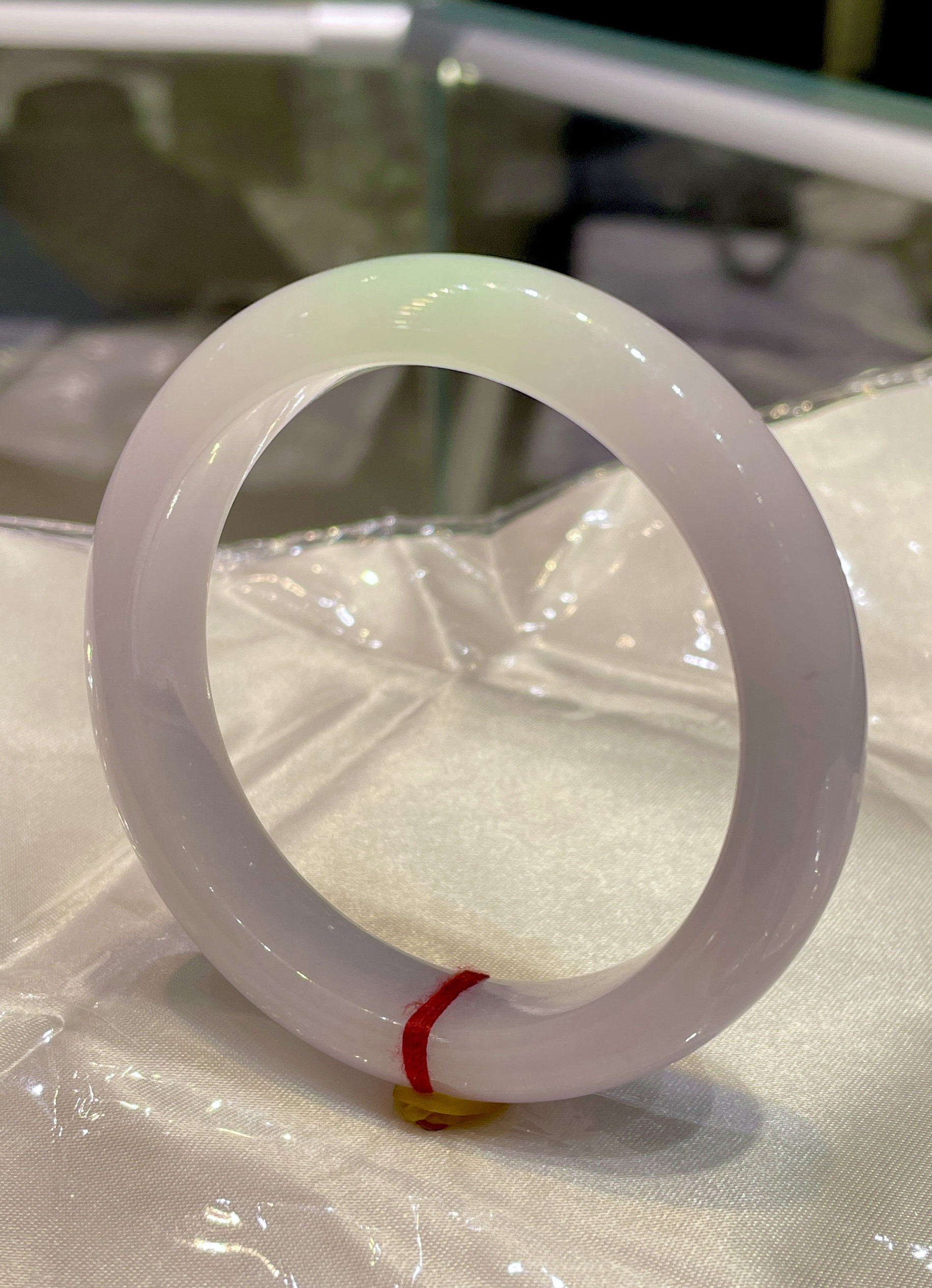 缅甸翡翠a货正品 紫罗兰飘色平安手镯 完整仙气十足小姐姐圈口56