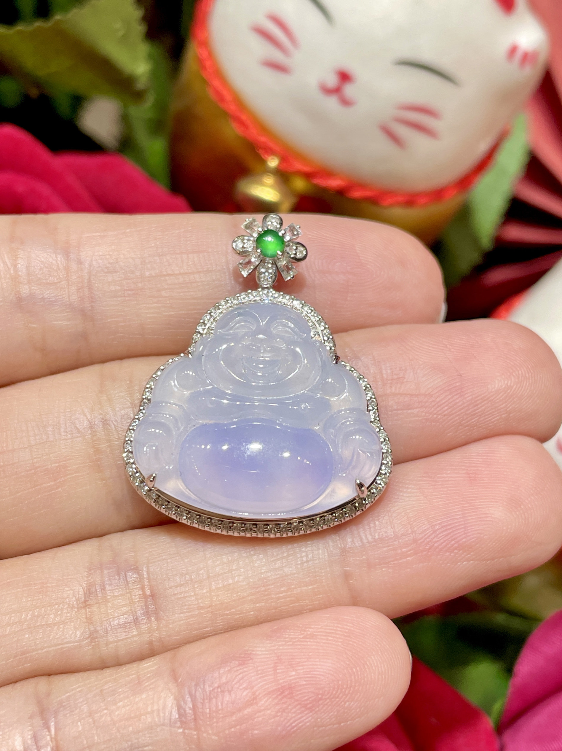 缅甸翡翠A货正品 冰梦幻紫罗兰颈饰