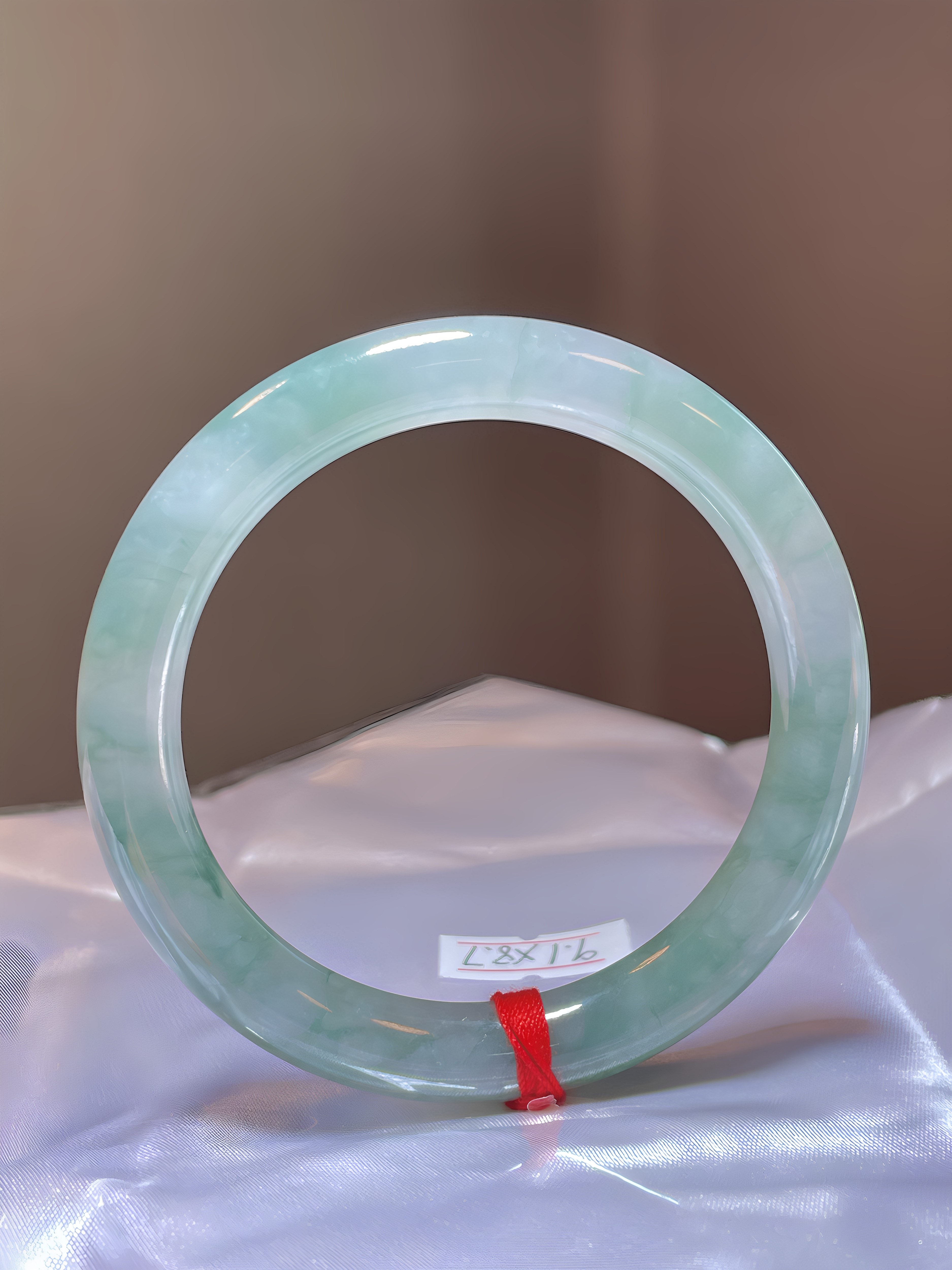 缅甸翡翠A货正品 冰种水润飘绿正圈手镯54圈口时尚百搭大气款休闲