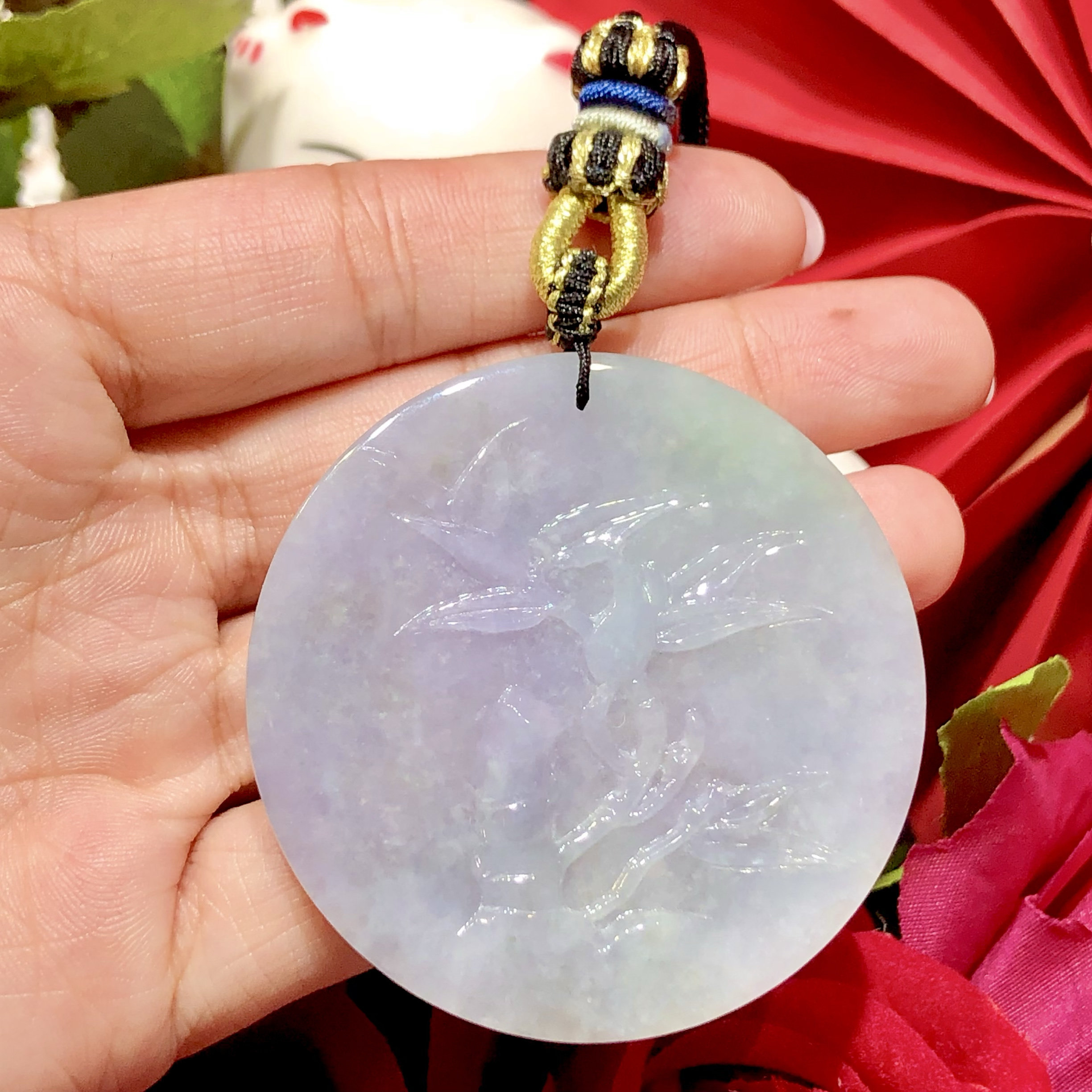 缅甸翡翠A货正品 冰种水润紫罗兰竹节牌吊坠挂件 时尚百搭款大气